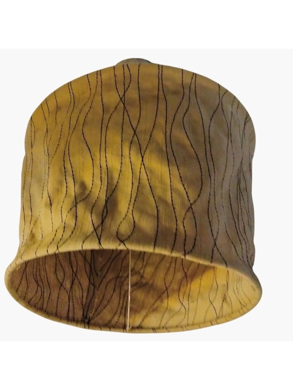 Lampshade Tan Wavy Black Line Embroidered Fabric Craft Frame